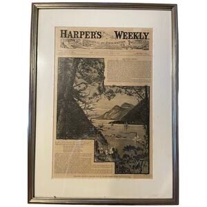 Framed Harper's Weekly from 1882 - Hudson River Article - New York
